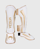 Venum Elite Standup Shinguards - White/Gold Image 1