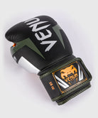 Venum Elite Boxing Gloves - Black/Silver/Khaki Image 3