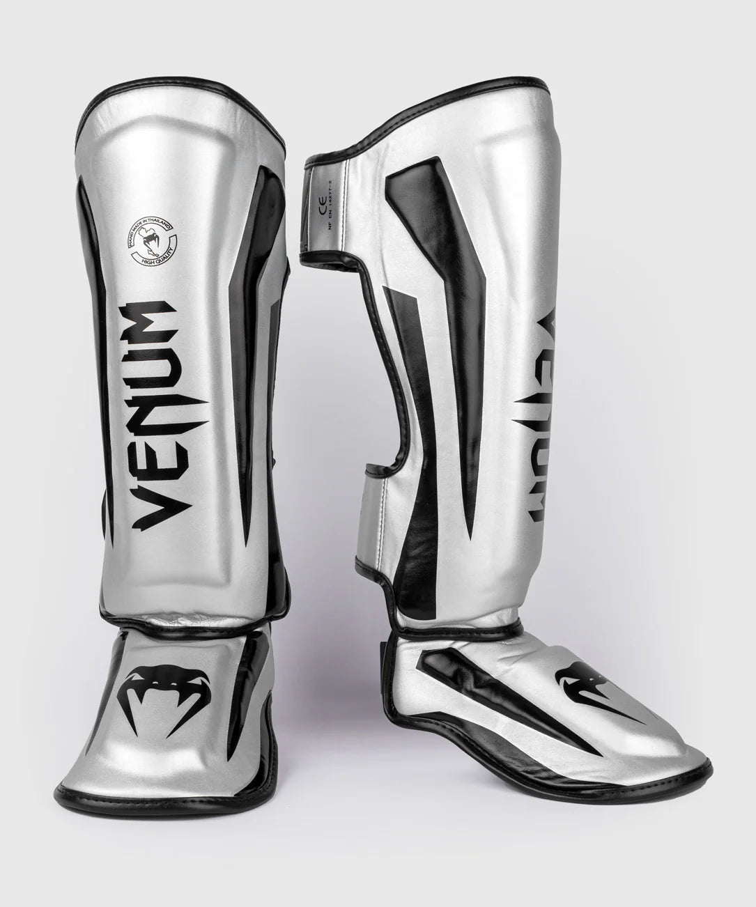 Venum Elite Standup Shinguards - Silver/Black Image 1