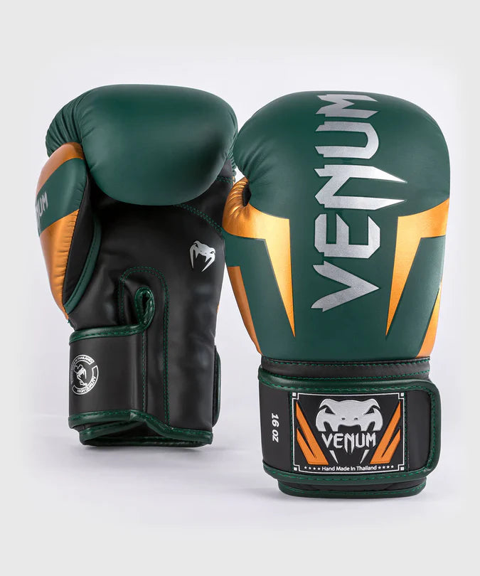 Venum Elite Boxing Gloves - Green/Bronze/Silver Image 1