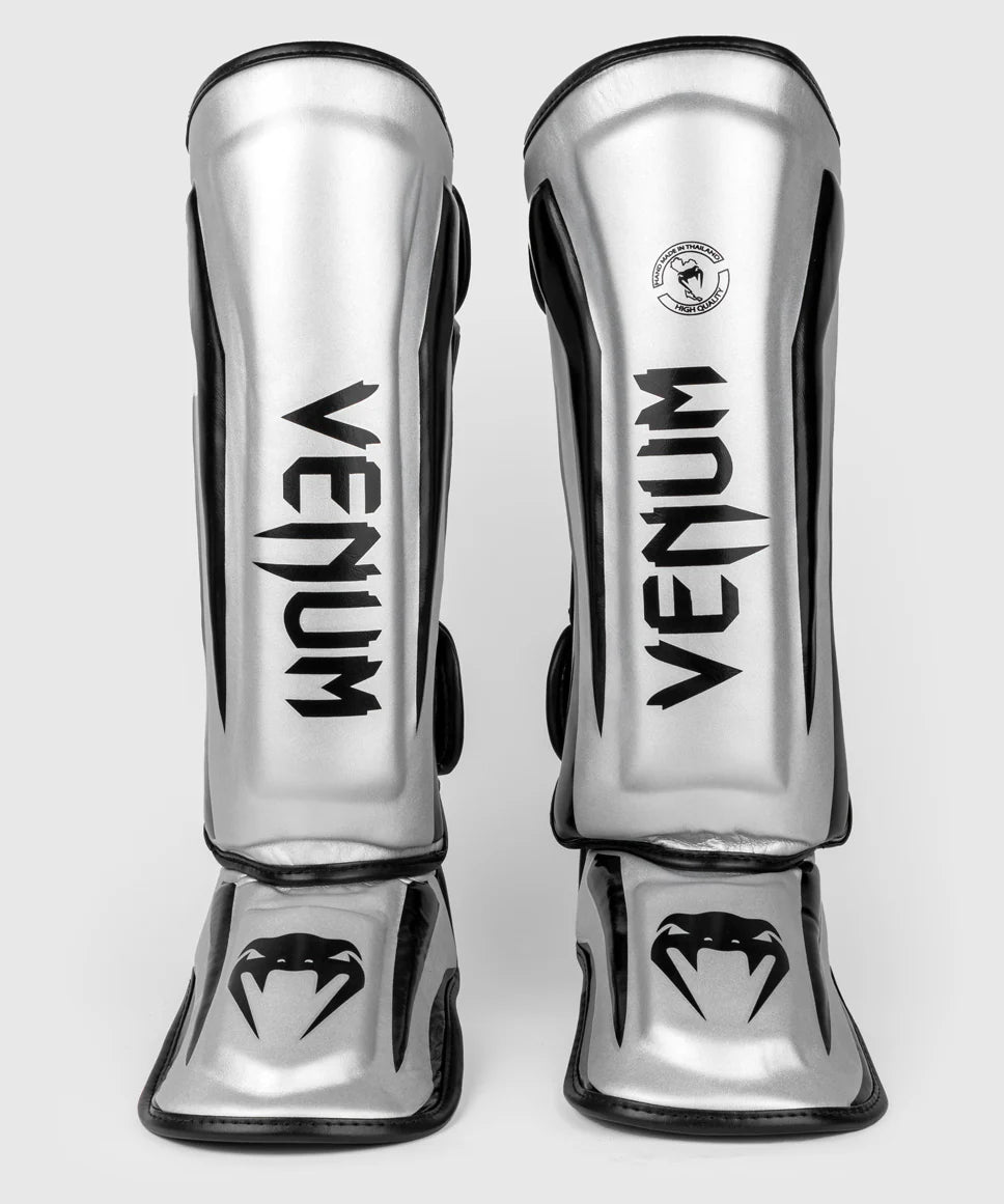 Venum Elite Standup Shinguards - Silver/Black Image 2