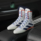 Adidas BOX HOG 4 Boxing Shoes White Blue image 3