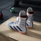 Adidas BOX HOG 4 Boxing Shoes White Blue image 4