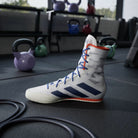 Adidas BOX HOG 4 Boxing Shoes White Blue image 5