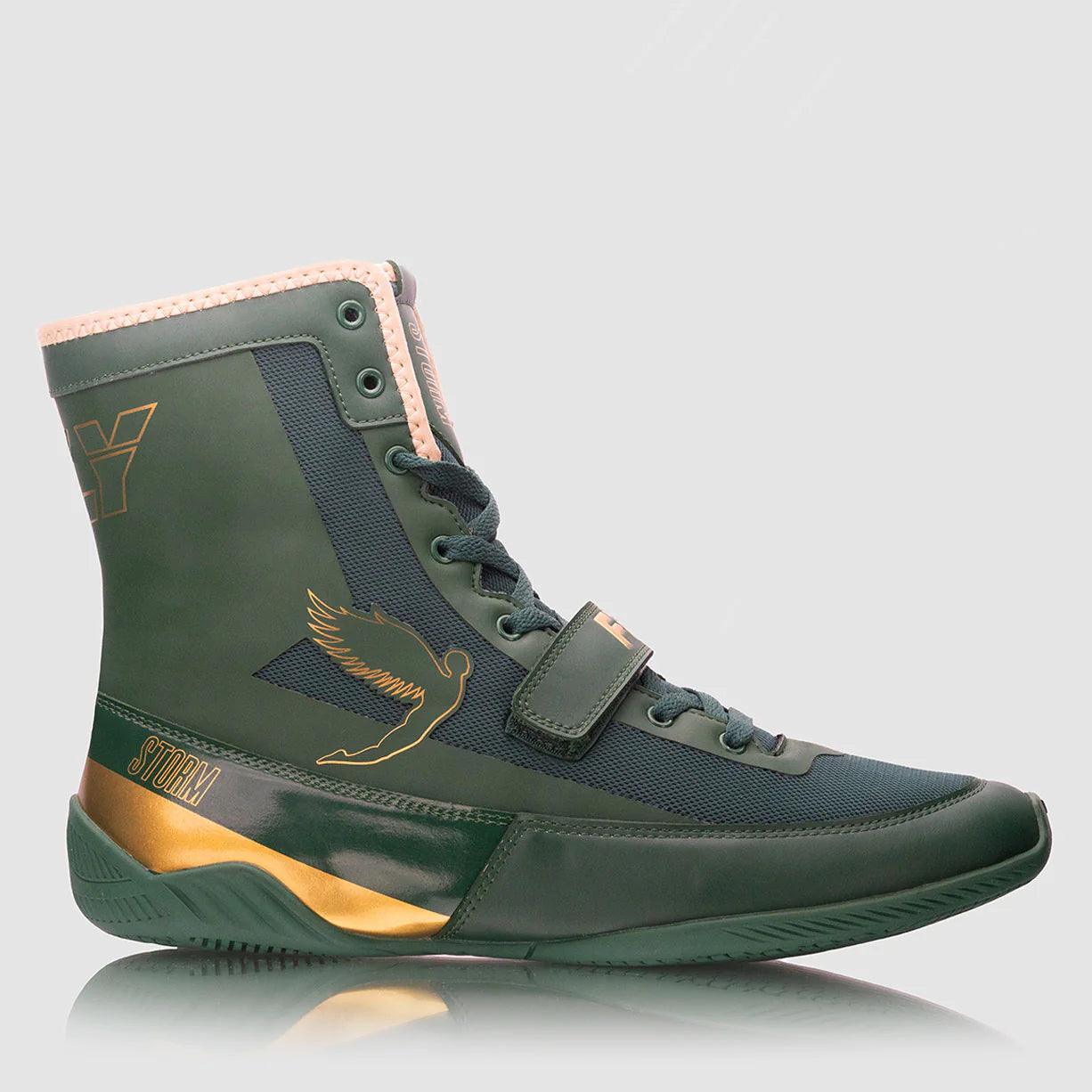 Fly Storm Boxing Boots Green - RINGMASTER SPORTS - Made For Champions