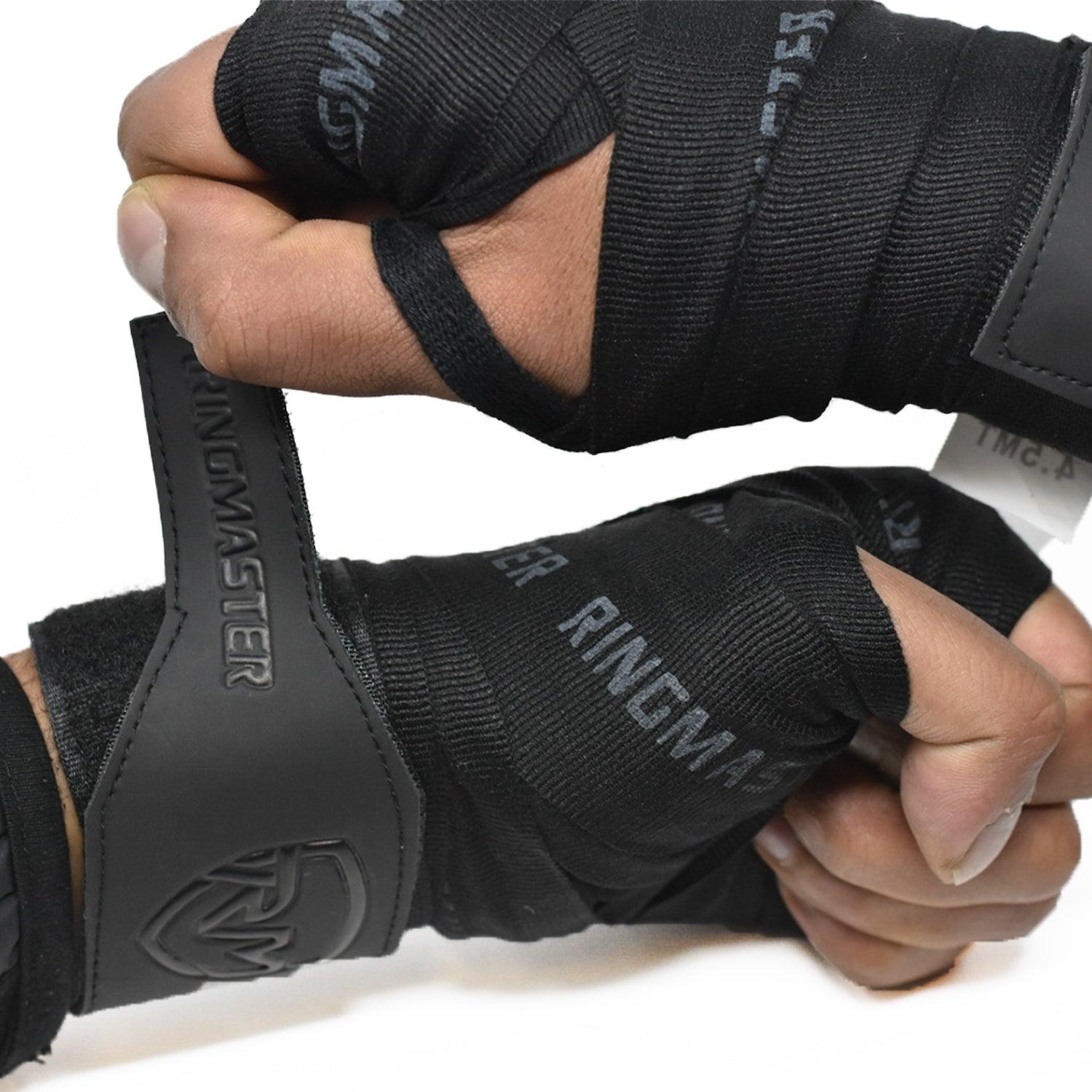 RingMaster Sports Hand Wraps Champion Series All Black 4.5m - RINGMASTER SPORTS - Made For Champions
