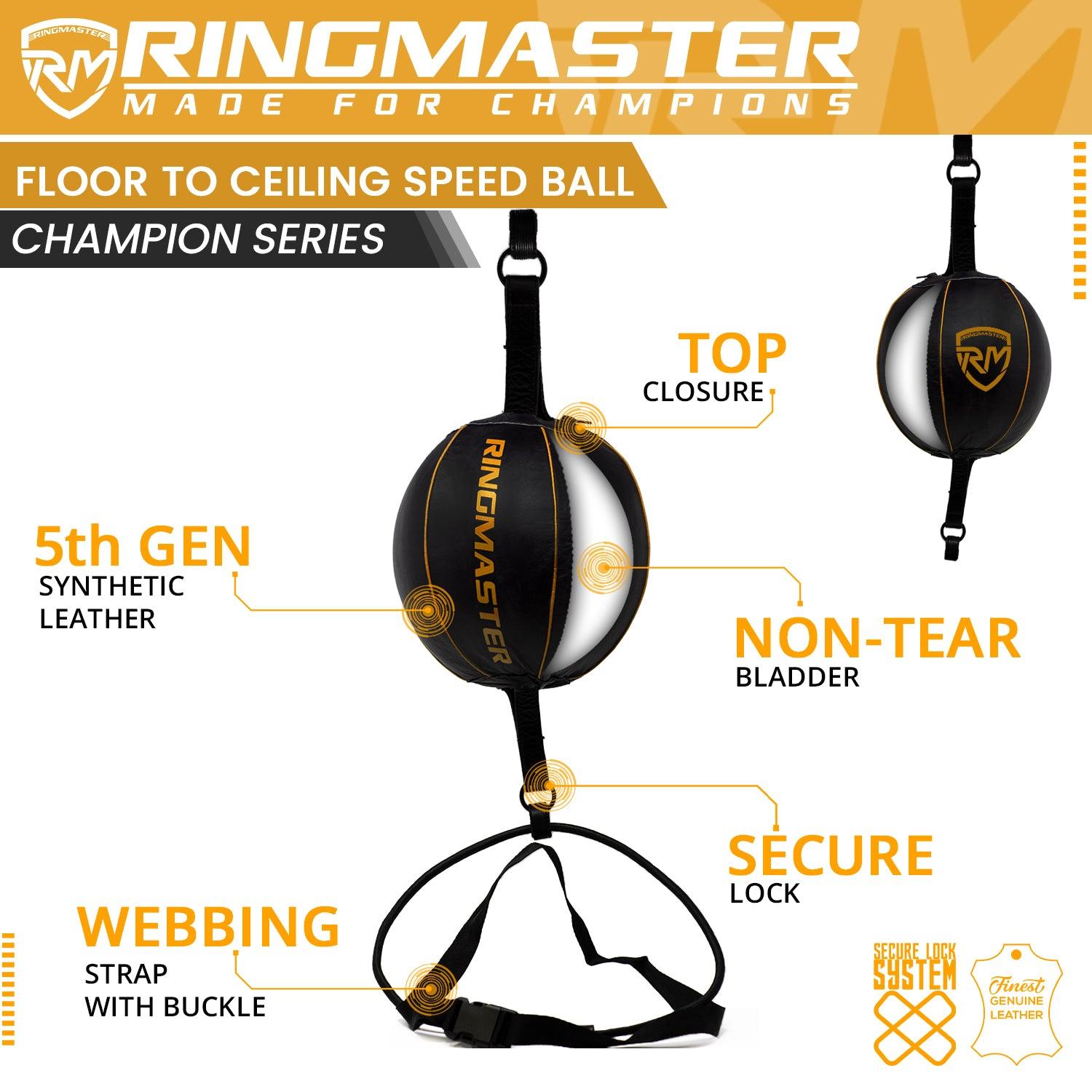RingMaster Sports Double End Round Speed Ball Champion Series Synthetic Leather Gold/Black - RINGMASTER SPORTS - Made For Champions