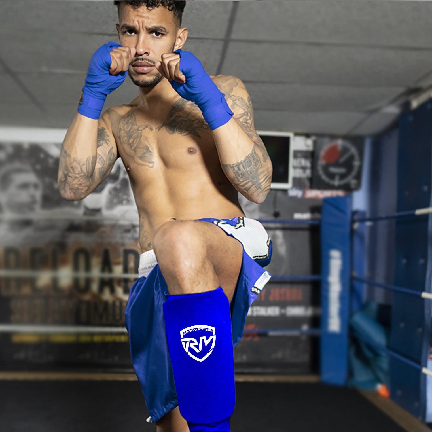 RingMaster Sports Elastic Shin Pads Blue - RINGMASTER SPORTS - Made For Champions