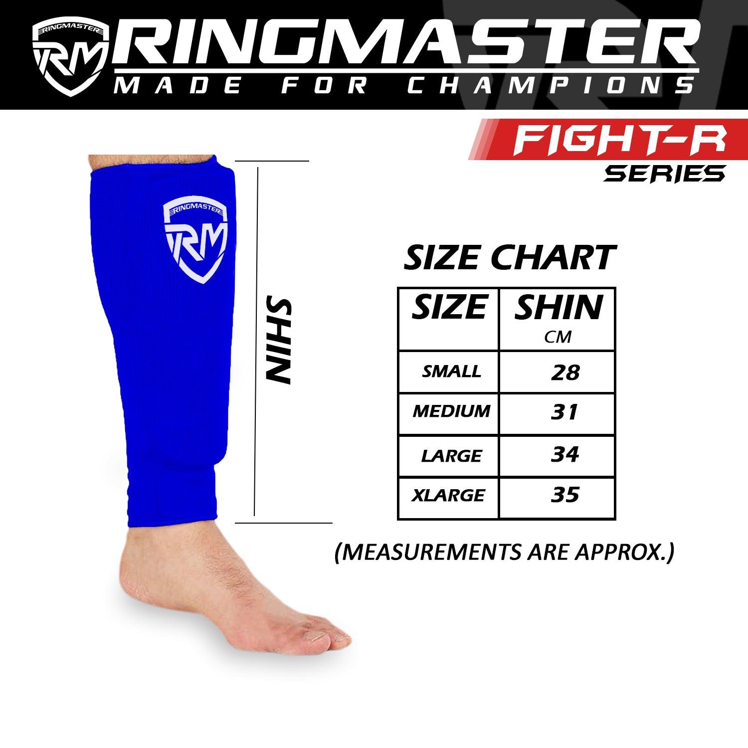 RingMaster Sports Elastic Shin Pads Blue - RINGMASTER SPORTS - Made For Champions