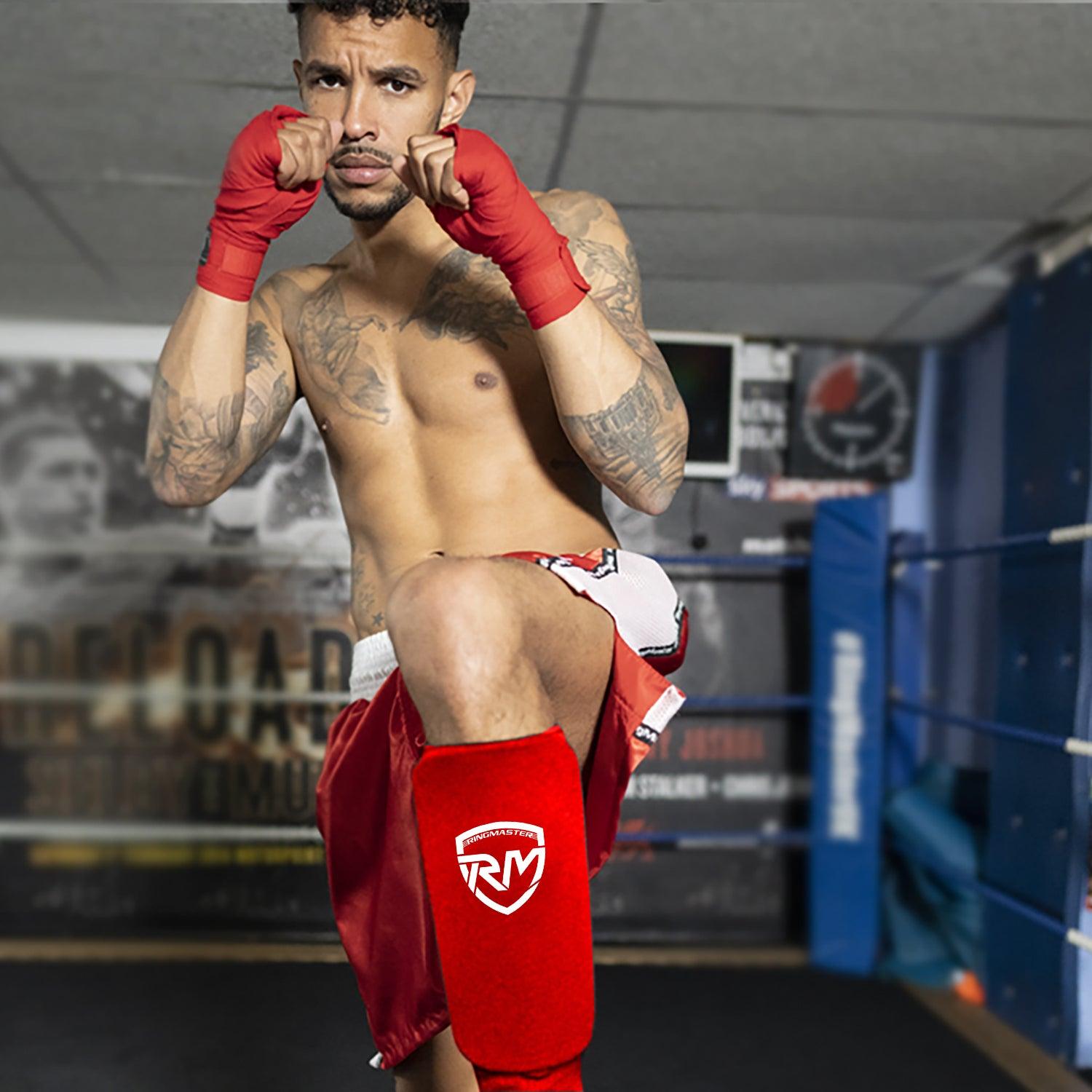 RingMaster Sports Elastic Shin Pads Red - RINGMASTER SPORTS - Made For Champions
