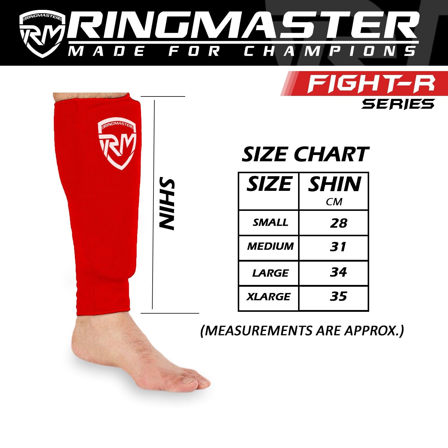 RingMaster Sports Elastic Shin Pads Red - RINGMASTER SPORTS - Made For Champions