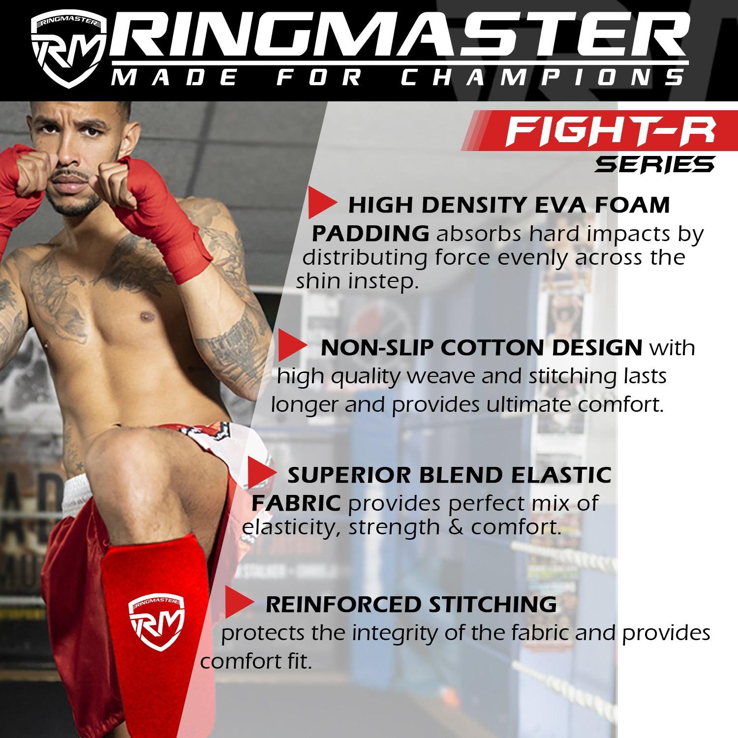 RingMaster Sports Elastic Shin Pads Red - RINGMASTER SPORTS - Made For Champions