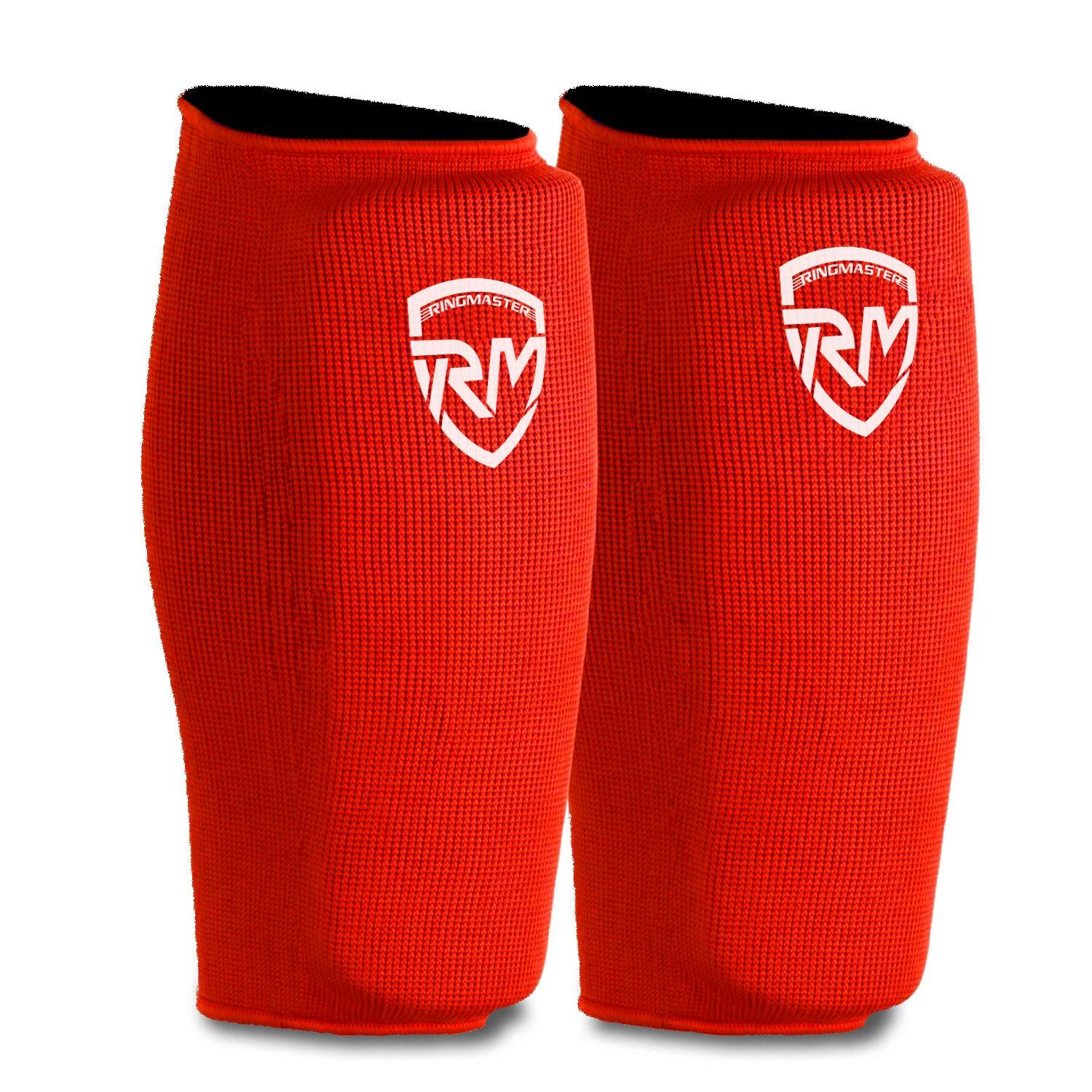 RingMaster Sports Elastic Shin Pads Red - RINGMASTER SPORTS - Made For Champions