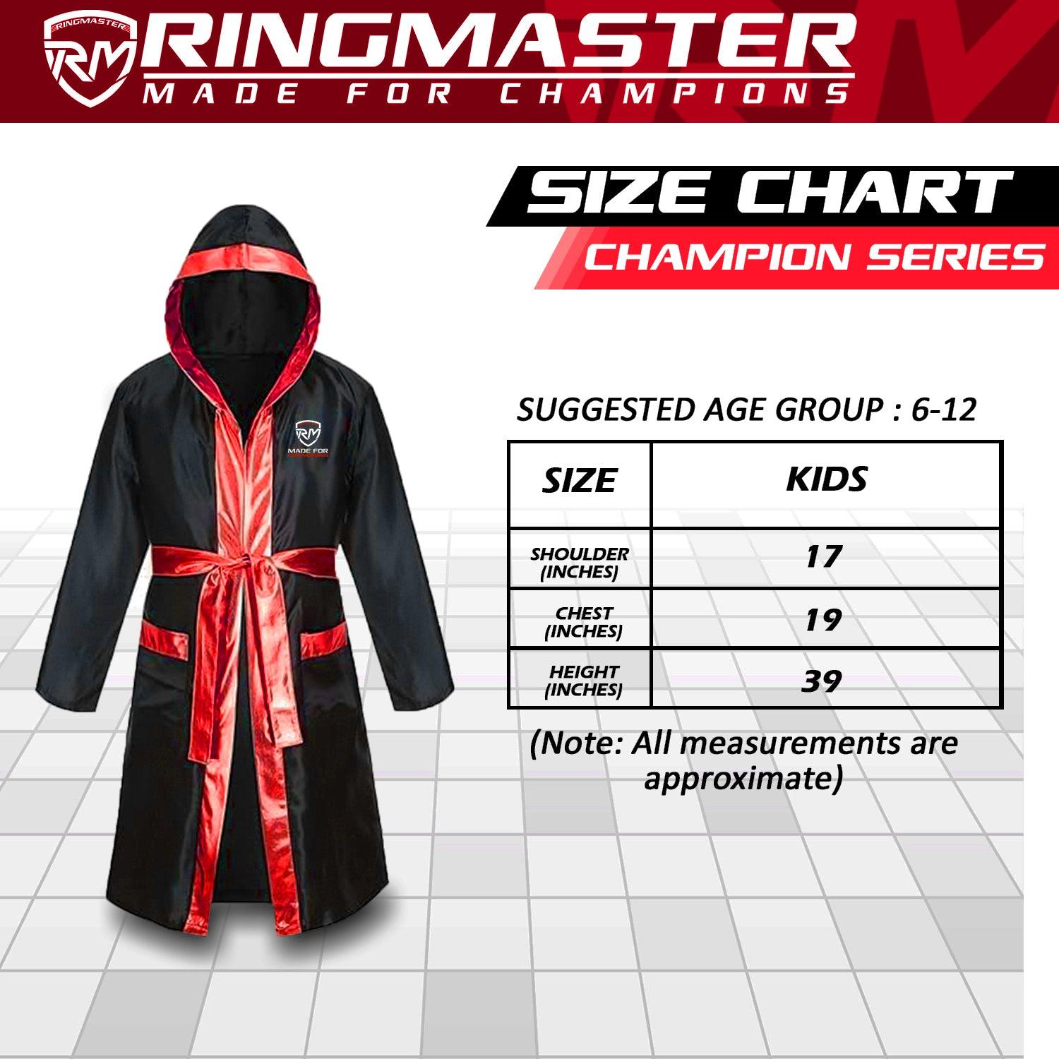 RingMaster Sports Champion Series Boxing Kids Fight Robe Black & Red Gown Image 3