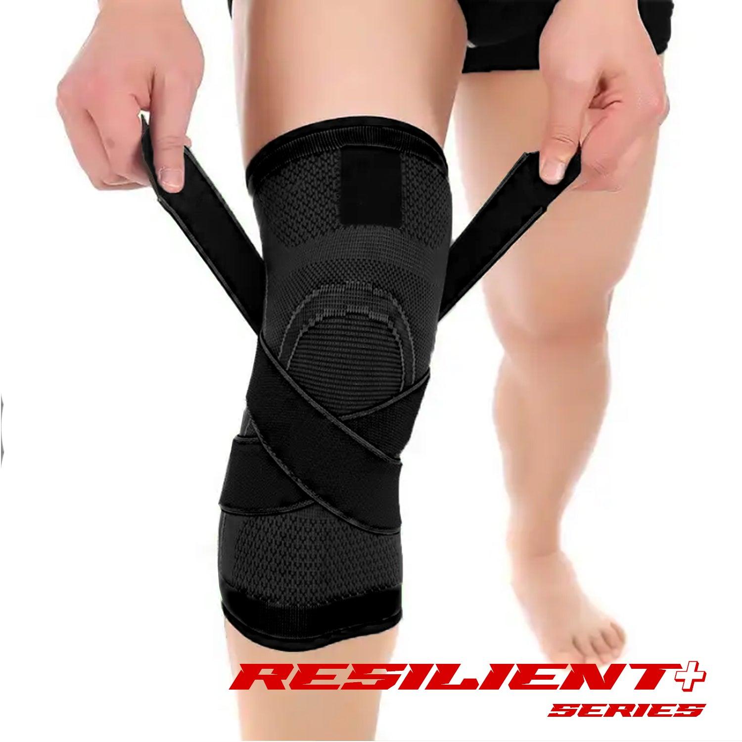 Knee Support Resilient+ Series 1 pc Black Sports, Injury Rehabilitation, Adjustable, 26cm brace, Joint Pain, Arthritis, igament Injury, Meniscus Tear, ACL, MCL, Tendonitis, Running, Squats, Sports, side stabilizers, compression image 3