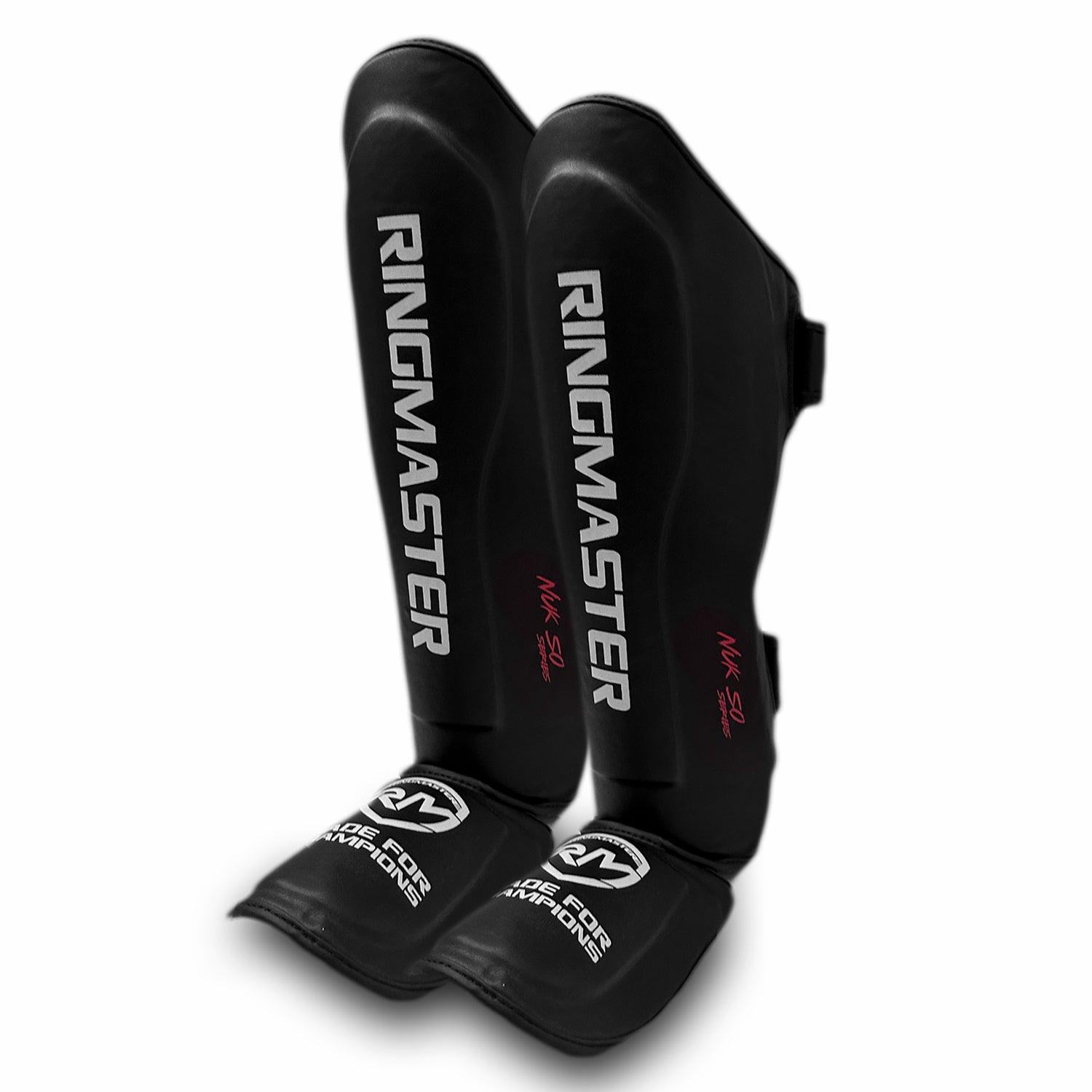 RingMaster Kids Shin Instep Guard Synthetic Leather Black - RINGMASTER SPORTS - Made For Champions