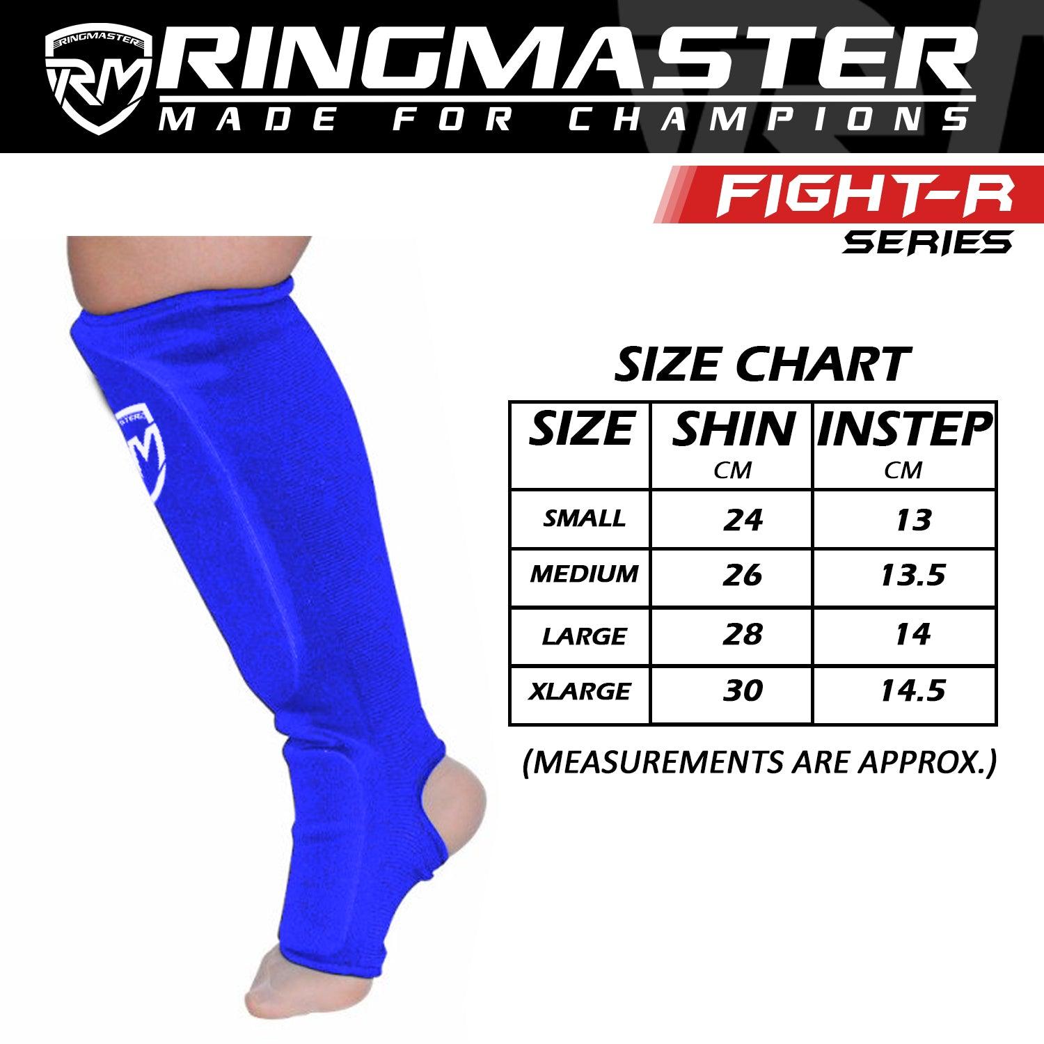 RingMaster Sports Slip-on Elastic Shin & Instep Guards Blue - RINGMASTER SPORTS - Made For Champions