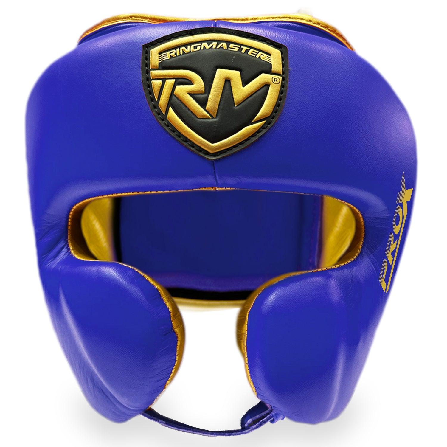 Head guard Boxing, Best boxing head guard, boxing head guard uk, boxing head guard junior, boxing head guard kids, boxing head guard open face, Boxing head guard for sale, face guard boxing, boxing headgear, chin cheek head guard, Head guard Boxing Blue gold, Ringmaster Sports Head guard, Ringmaster Sports Equipment, Ringmaster boxing Equipment