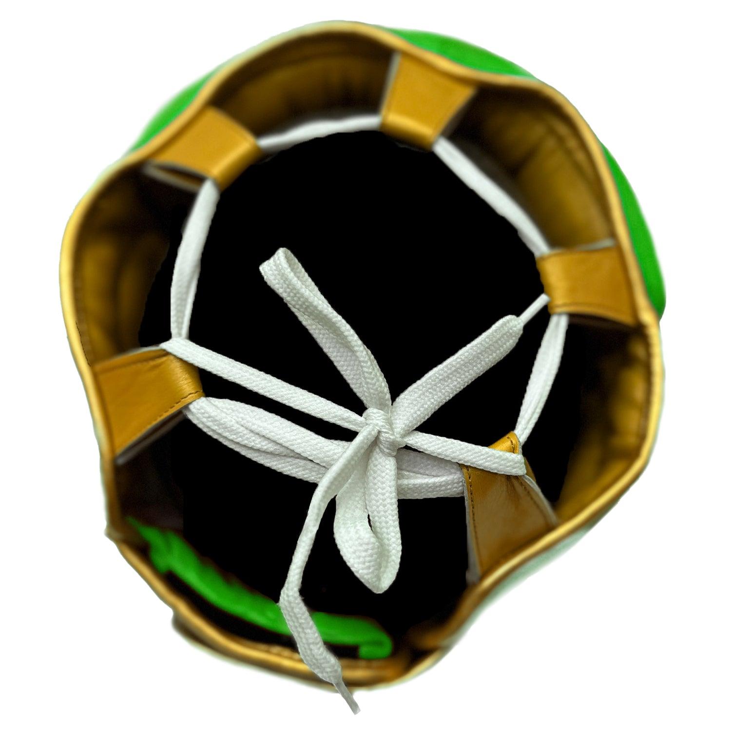 Head guard Boxing, Best boxing head guard, boxing head guard uk, boxing head guard junior, boxing head guard kids, boxing head guard open face, Boxing head guard for sale, face guard boxing, boxing headgear, chin cheek head guard, Head guard Boxing Green and Gold, Ringmaster Sports Head guard, Ringmaster Sports Equipment, Ringmaster boxing Equipment