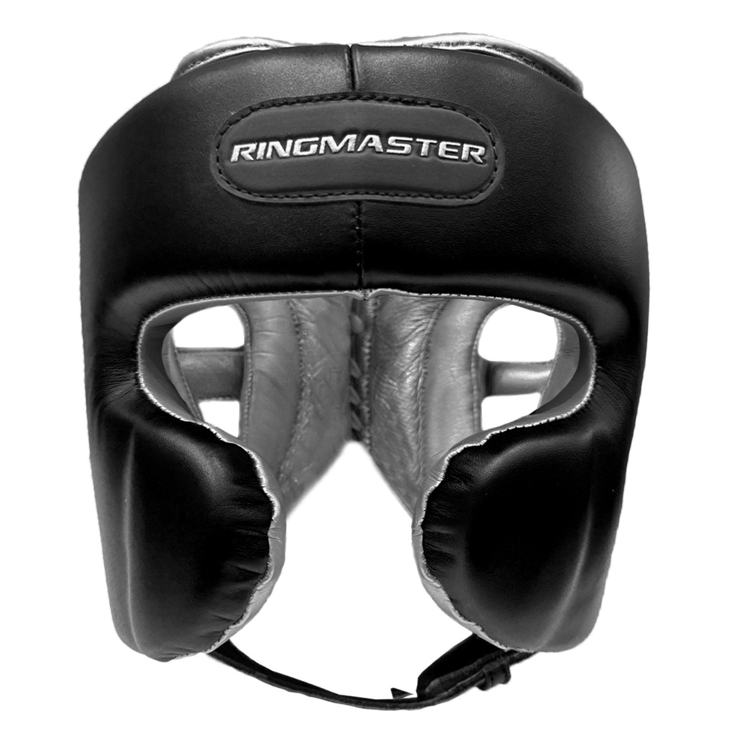 Head guard Boxing, Best boxing head guard, boxing head guard uk, boxing head guard junior, boxing head guard kids, boxing head guard open face, Boxing head guard for sale, face guard boxing, boxing headgear, chin cheek head guard, Head guard Boxing black silver, Ringmaster Sports Head guard, Ringmaster Sports Equipment, Ringmaster boxing Equipment