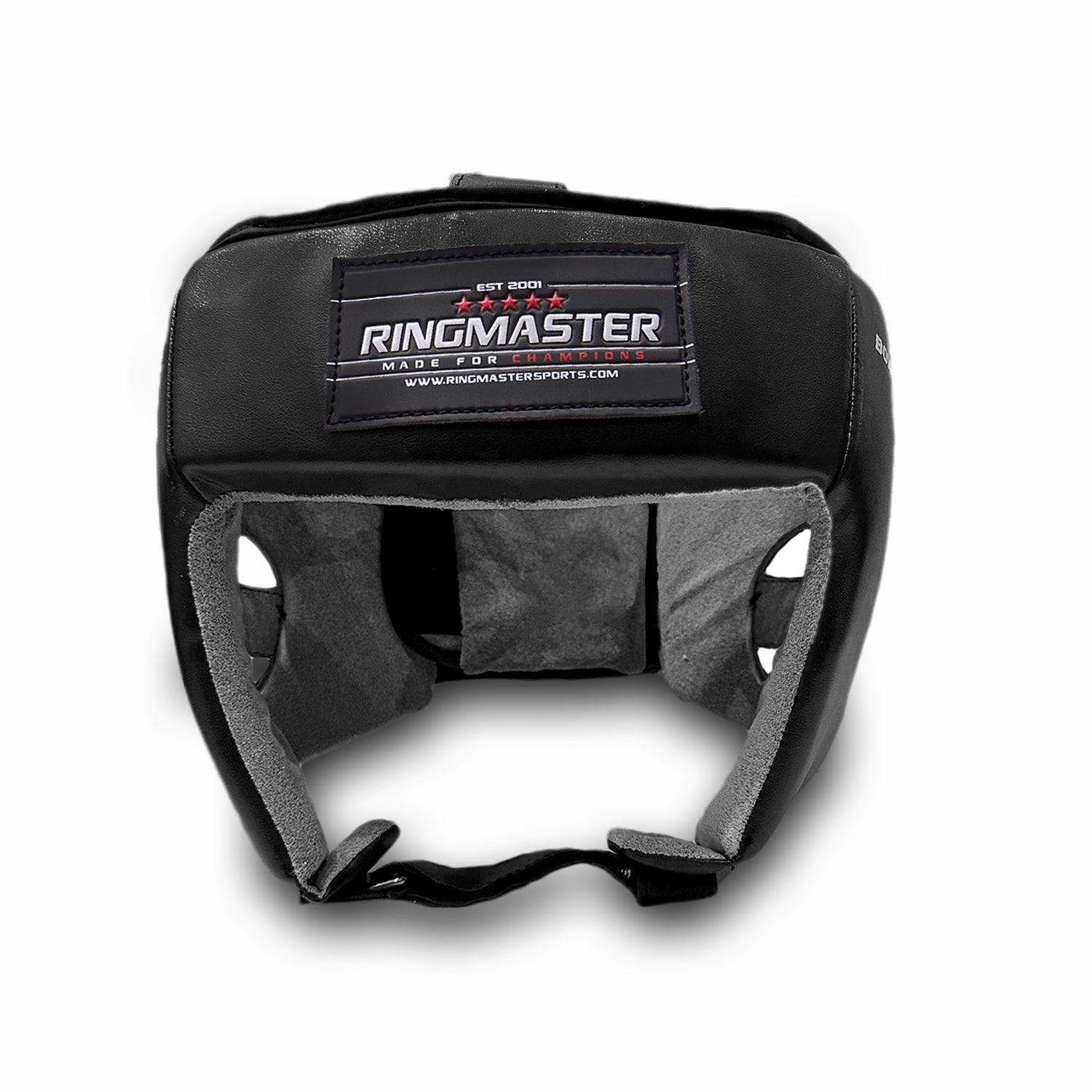 RingMaster Sports Open Face Boxing HeadGuard Box-R Series Black - RINGMASTER SPORTS - Made For Champions