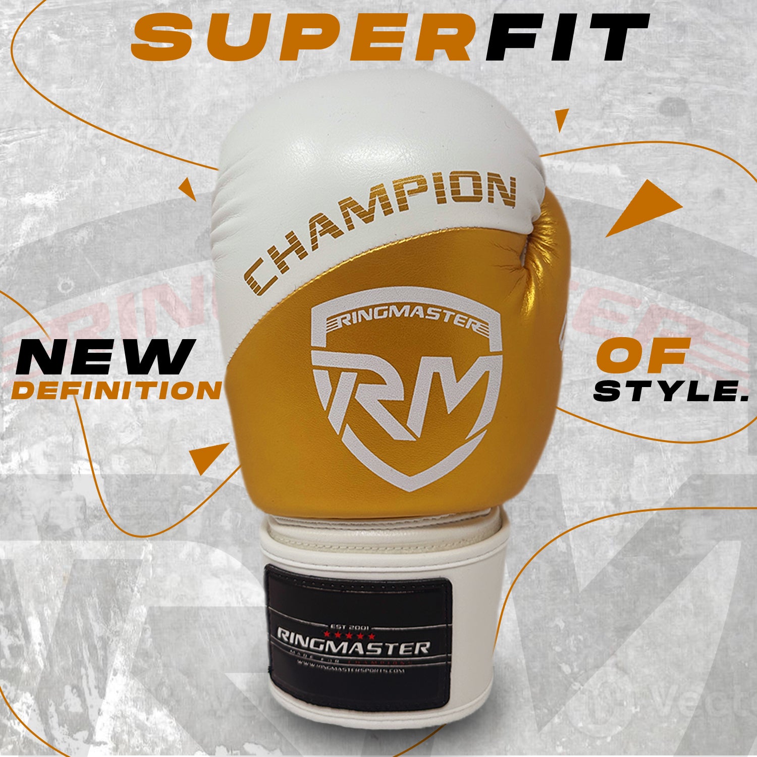 RingMaster Sports Boxing Gloves Superfit Series White Gold Image 3