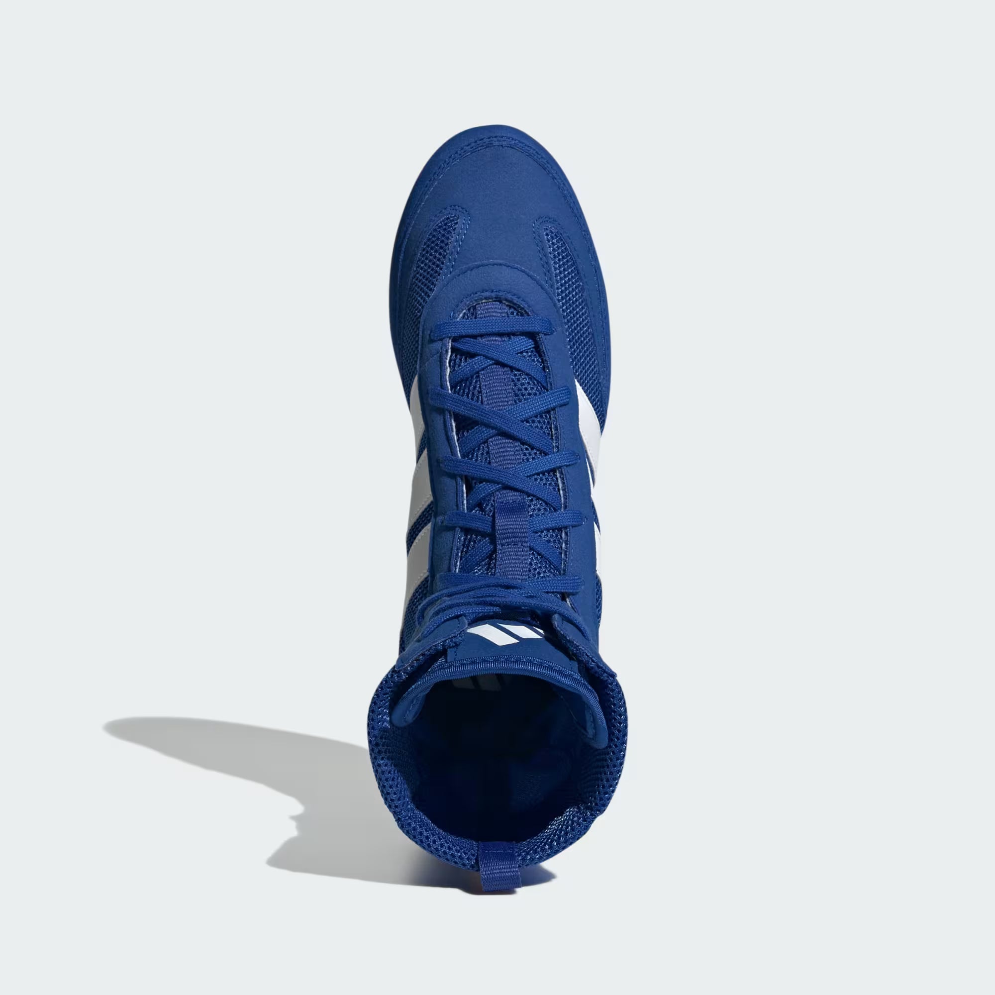Medial side view of adidas Box Hog Classic K Kids Boxing Shoes showing boxing shoe profile