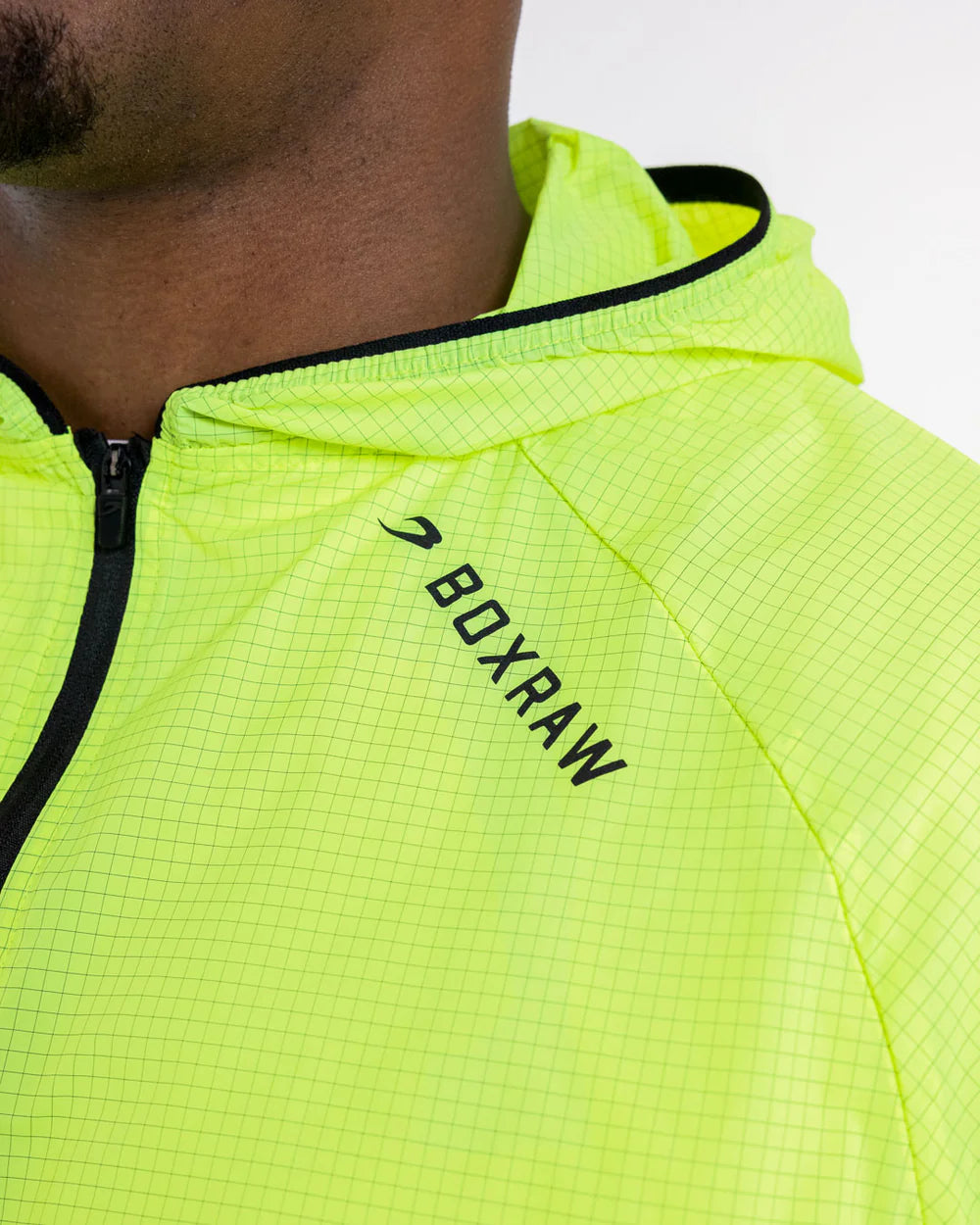 Reflective Strike logo cuff detail on Boxraw Genaro Lightweight Nylon Hoodie