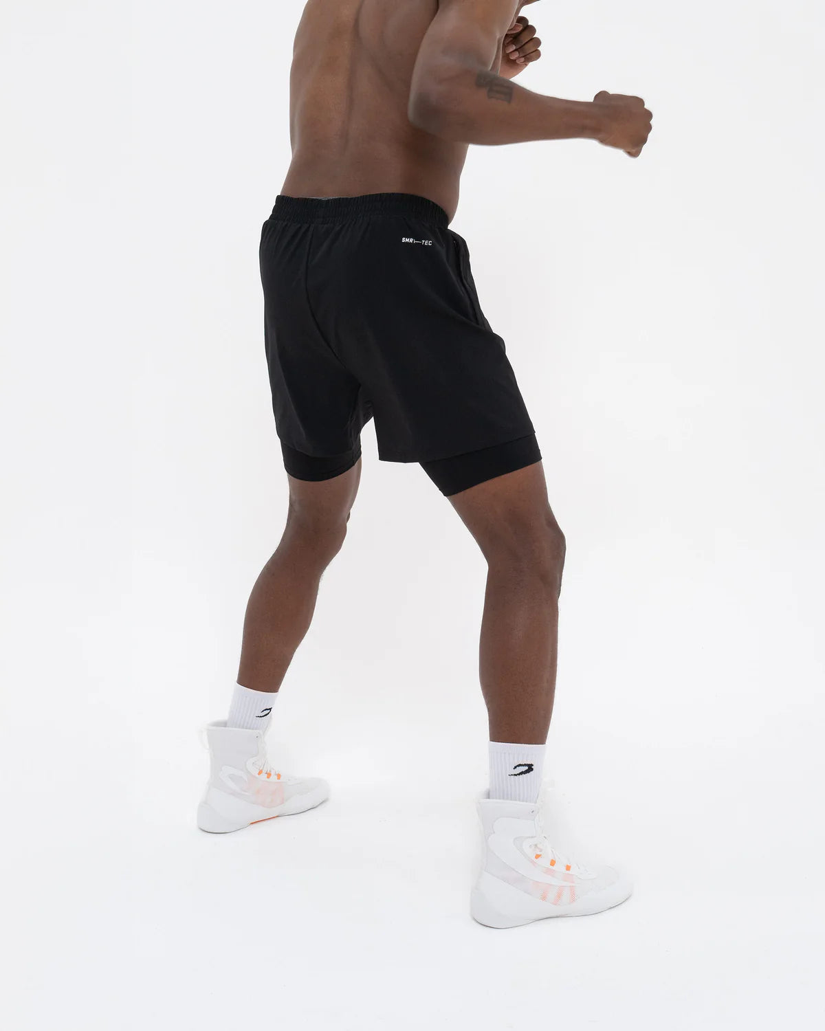 Back view of Boxraw Valdes 2-in-1 Shorts Black with athletic training fit