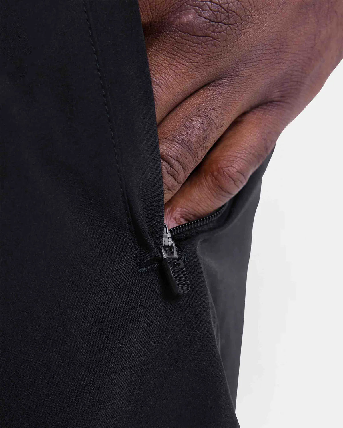 Welt zip side pocket close-up on Boxraw Valdes 2-in-1 Full Length Shorts Black