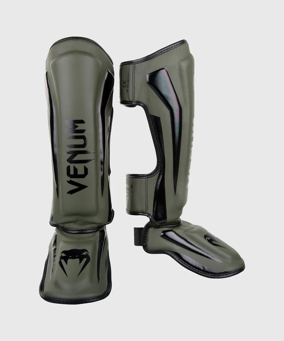Venum Elite Standup Shinguards - Khaki/Black Image 1