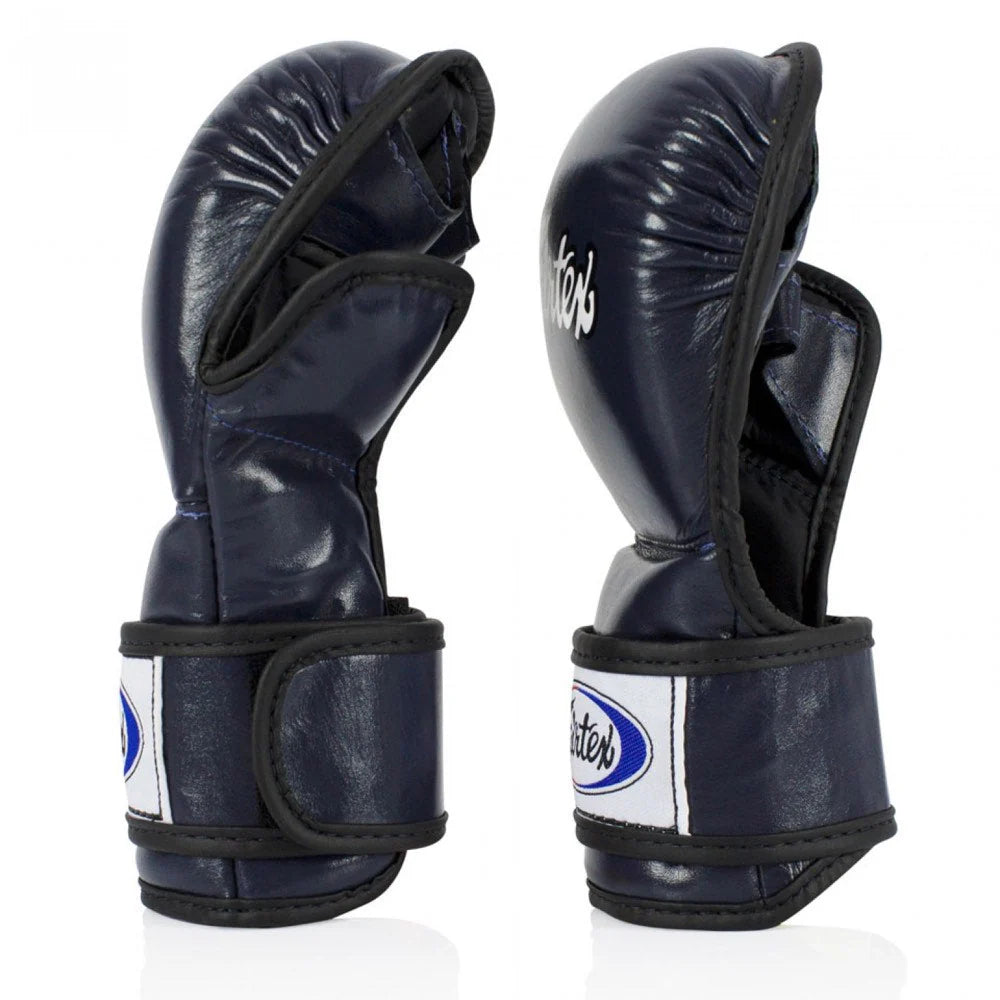 Fairtex MMA gloves blue back view wrist closure