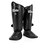 Fairtex shin pads with contoured padding for secure fit and superior comfort during training.