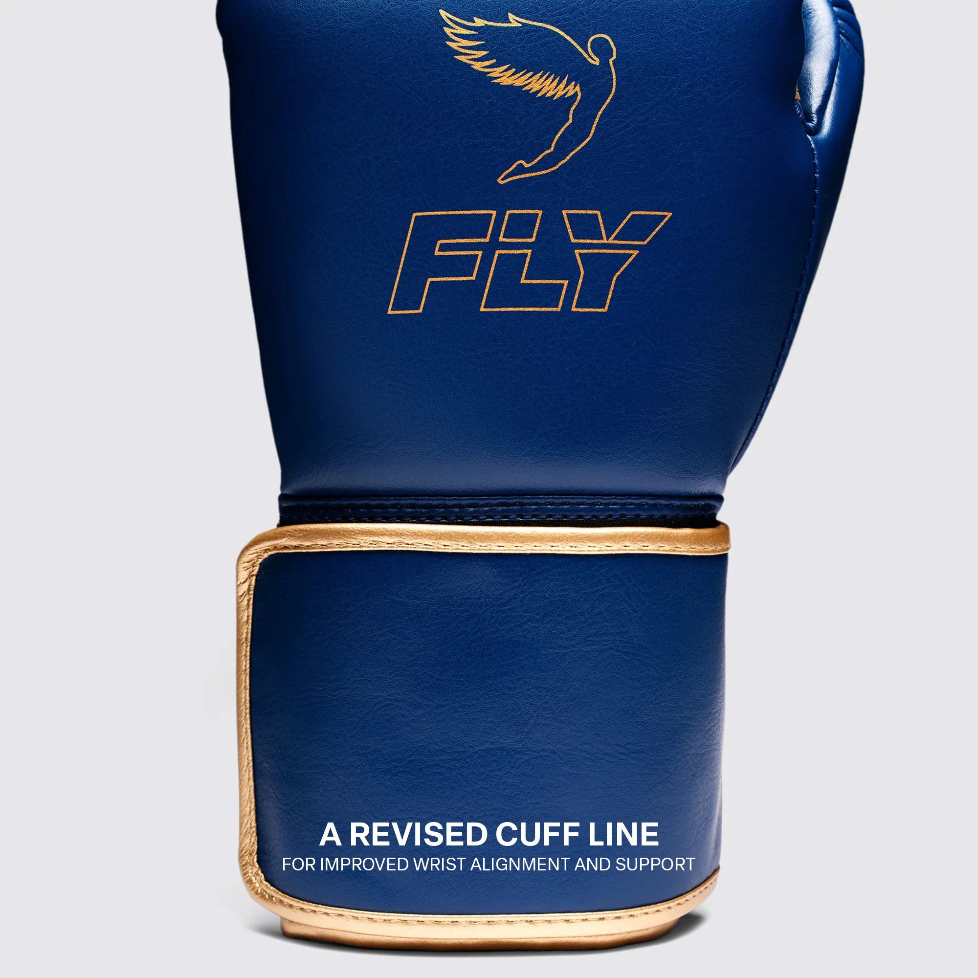 Fist grip placement and finger area detail on Fly Superloop Pro X2 boxing gloves Space blue