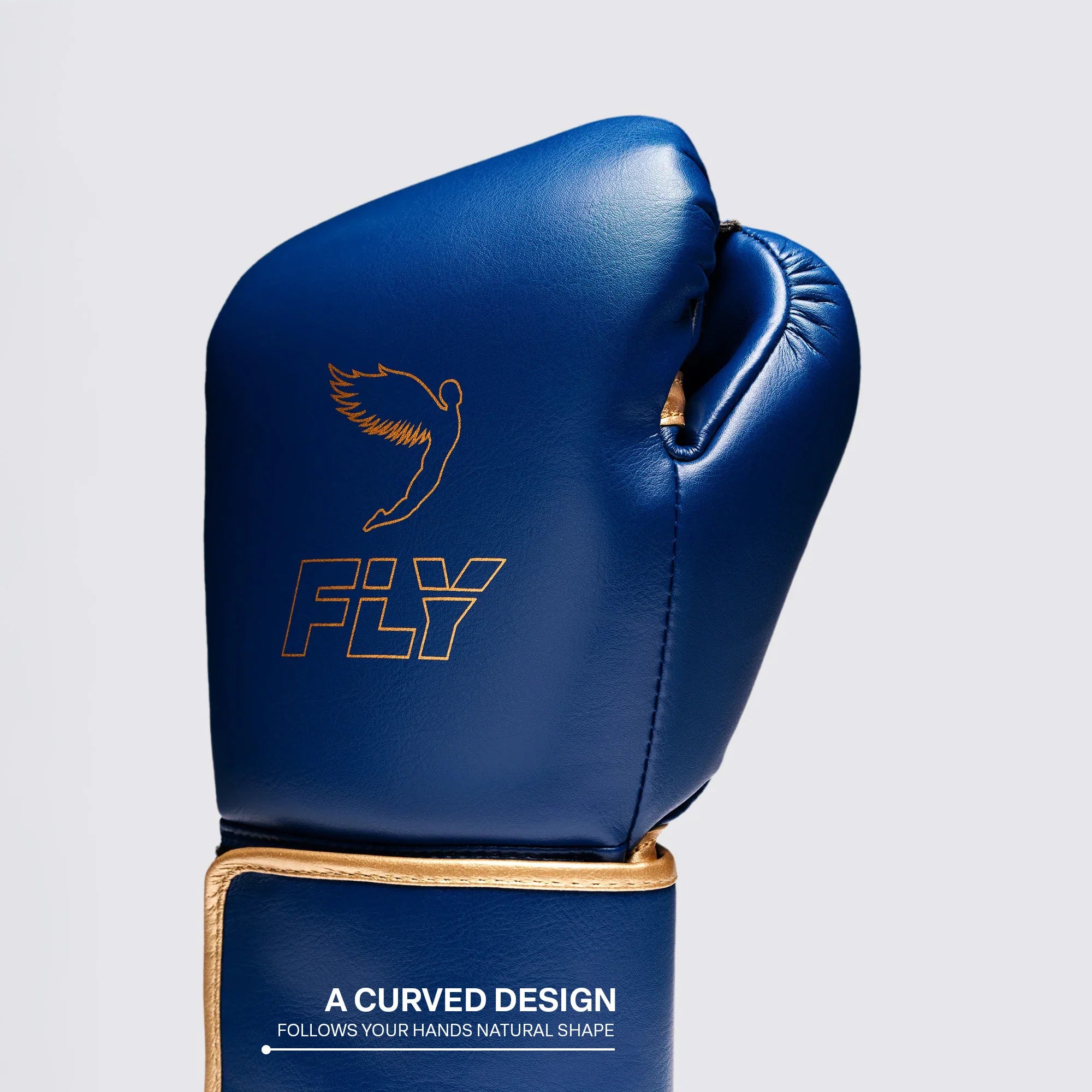 Hook-and-loop closure and raised cuff line close-up on Fly Superloop Pro X2 boxing gloves space blue