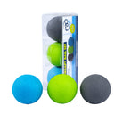 Set of 3 hand therapy balls for grip strengthening, stress relief, and rehabilitation.