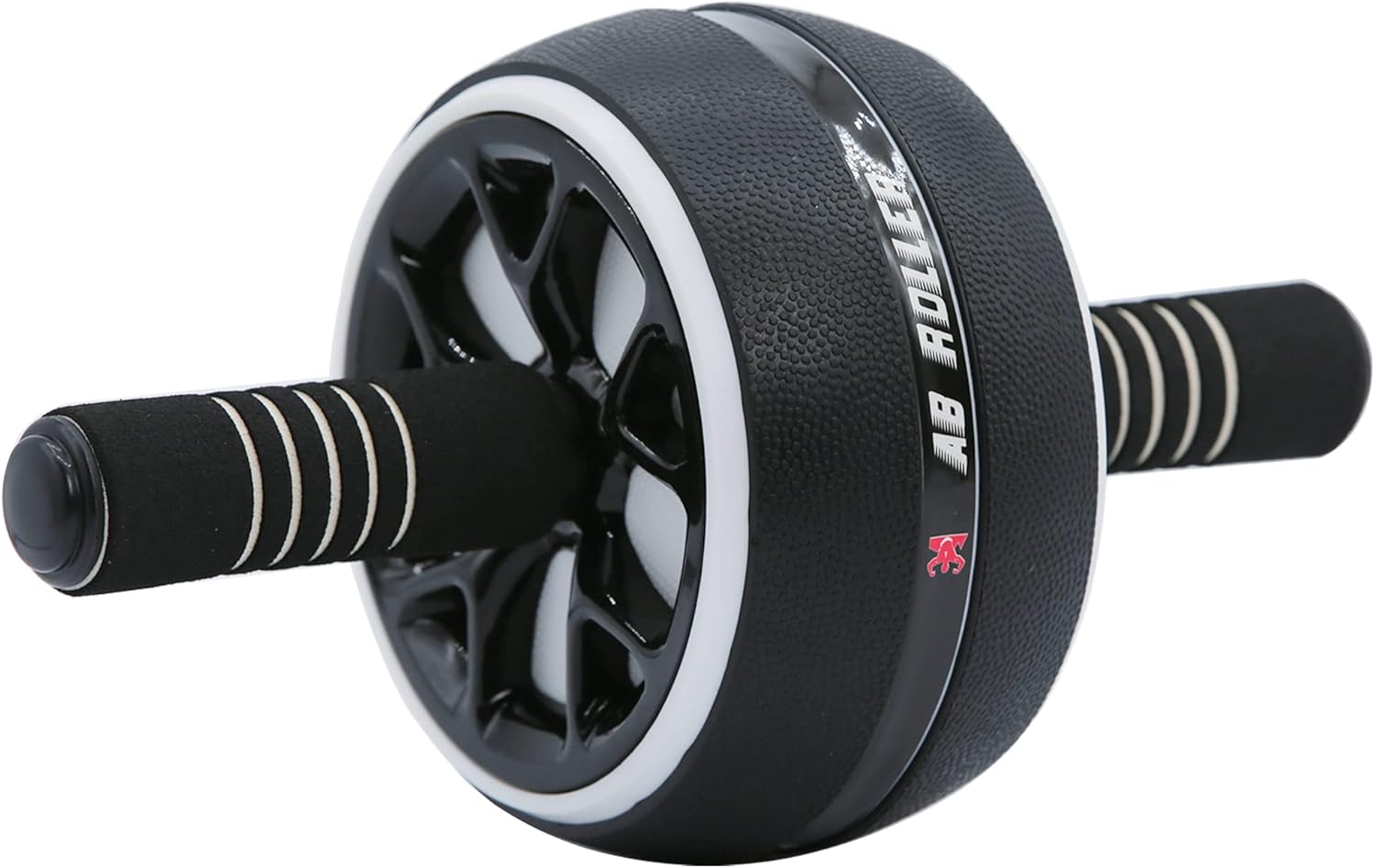 Heavy duty ab wheel roller with handles and knee pads on white background