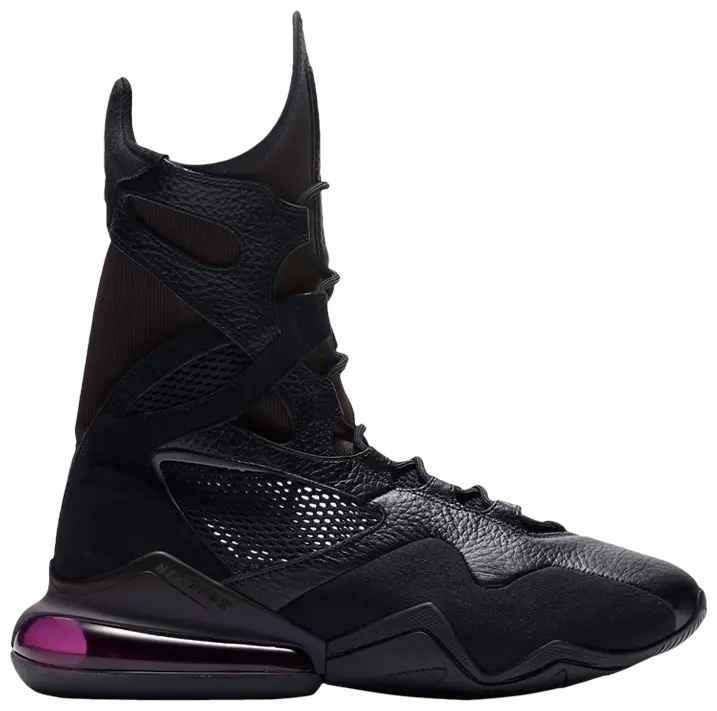 Side profile of Nike Air Max Box Black cardio-boxing trainers