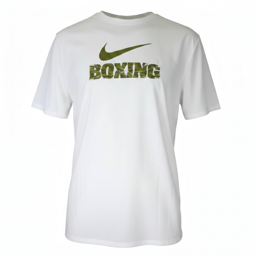 Nike Boxing Swoosh Training Tee White Army Green front view