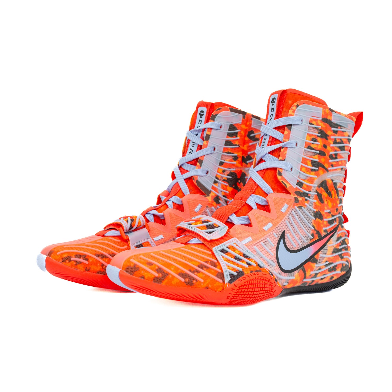 Side view of Nike HyperKO 3 boxing shoes Black Bright Crimson Aluminum