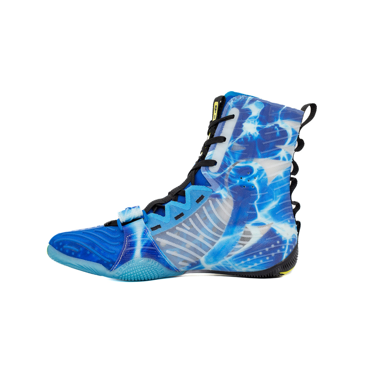 Opposite side view of Nike HyperKO 3 SE Boxing Shoes in Photo Blue/Sonic Yellow