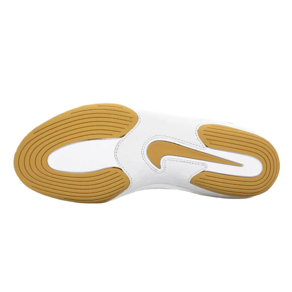 Detailed shot of Nike Inflict 4 Wrestling Boots high collar for ankle stability.