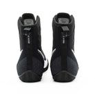 Rear heel of Nike Machomai 3 Black White boxing shoes showing reinforced ankle support and lightweight construction.