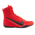 Side view of Nike Machomai 3 Red Black boxing shoes showing athletic silhouette and durable mesh construction