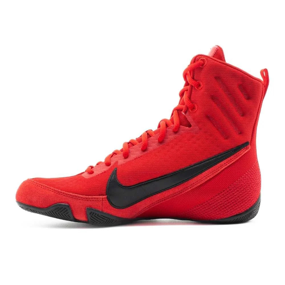 Nike Machomai 3 Red and Black Boxing Shoes featuring lightweight breathable mesh for speed and comfort.