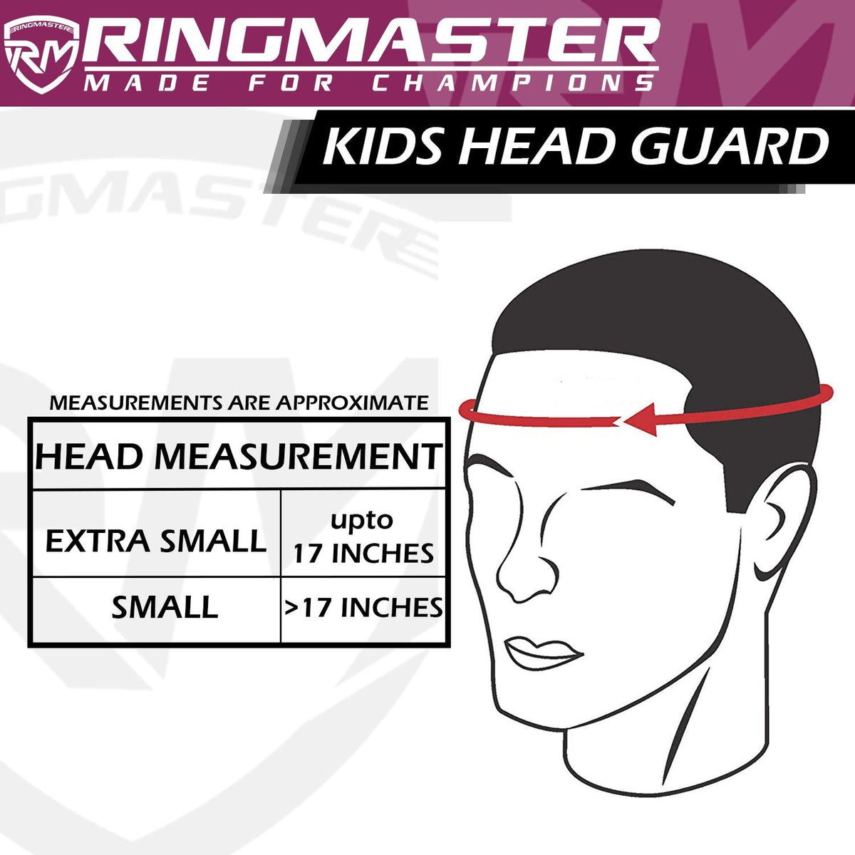 RingMaster Sports adjustable purple and white kids boxing headgear
