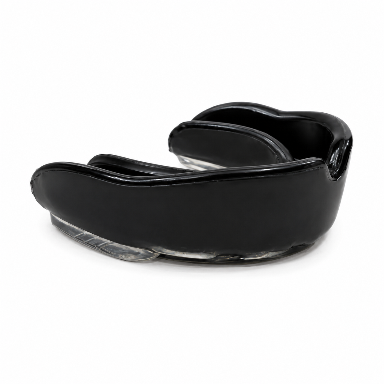 Second Side profile of RingMaster black dual-layer boxing mouthguard showing ergonomic shape
