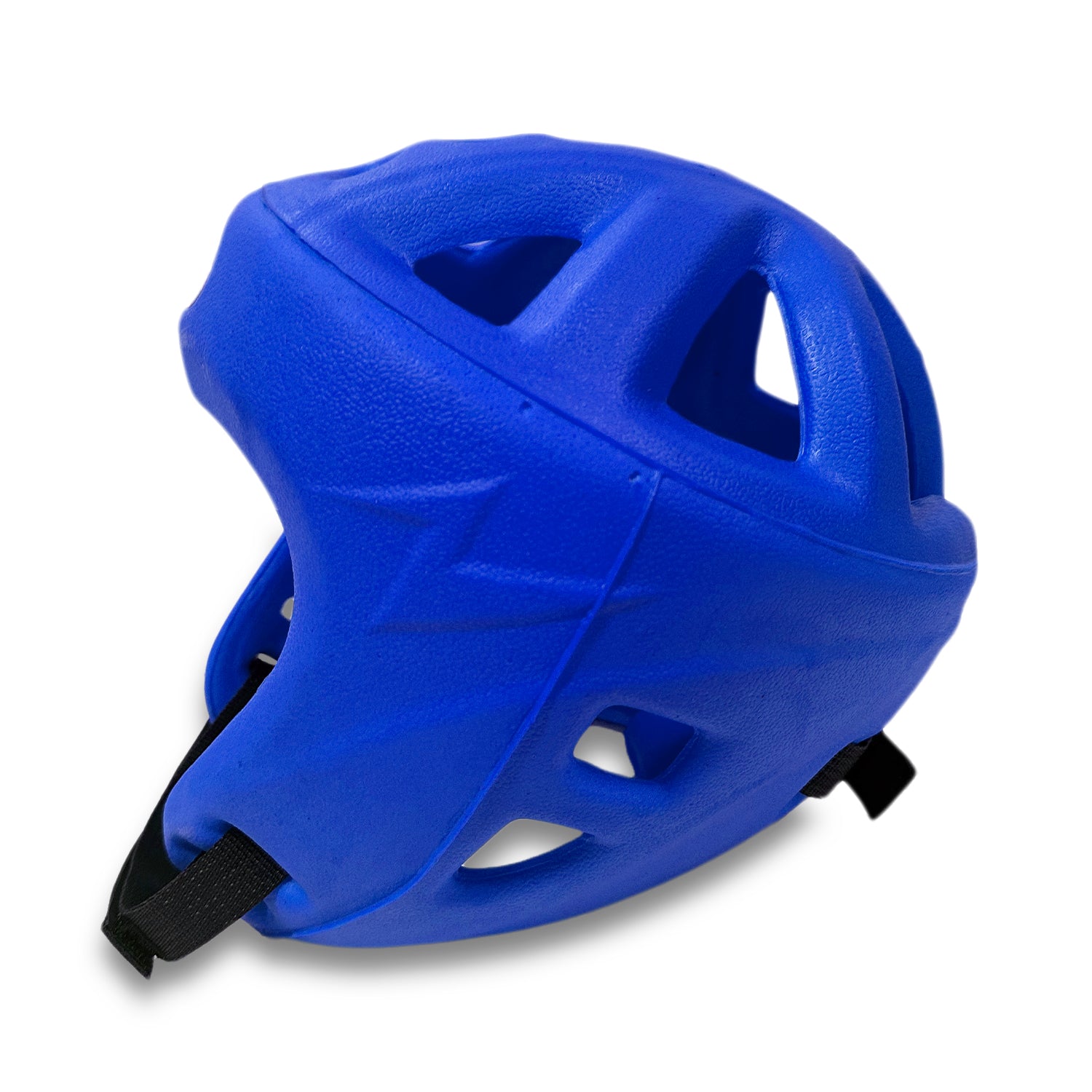 Side profile of blue RingMaster Sports headguard showing contoured padding.