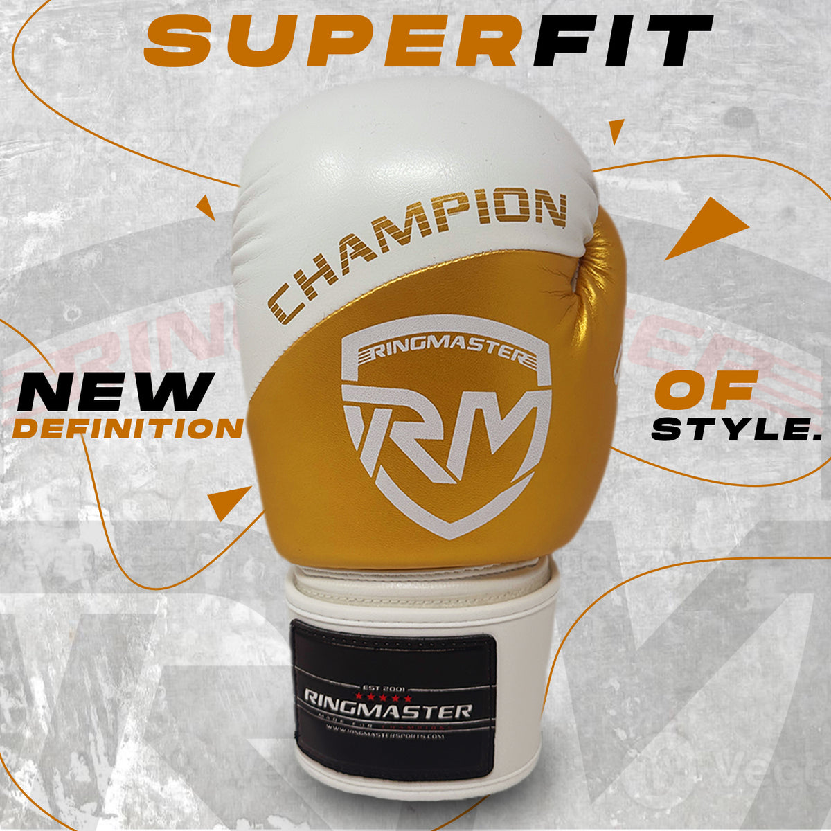 RingMaster boxing gloves with wraparound Velcro closure
