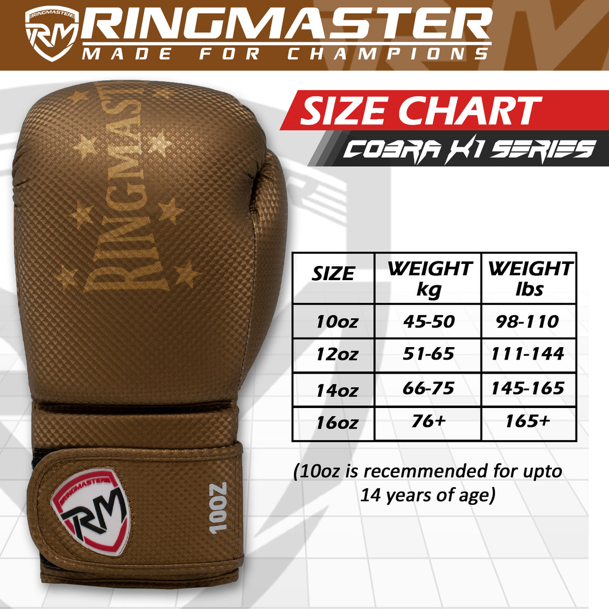 RingMaster Cobra Series boxing gloves for training